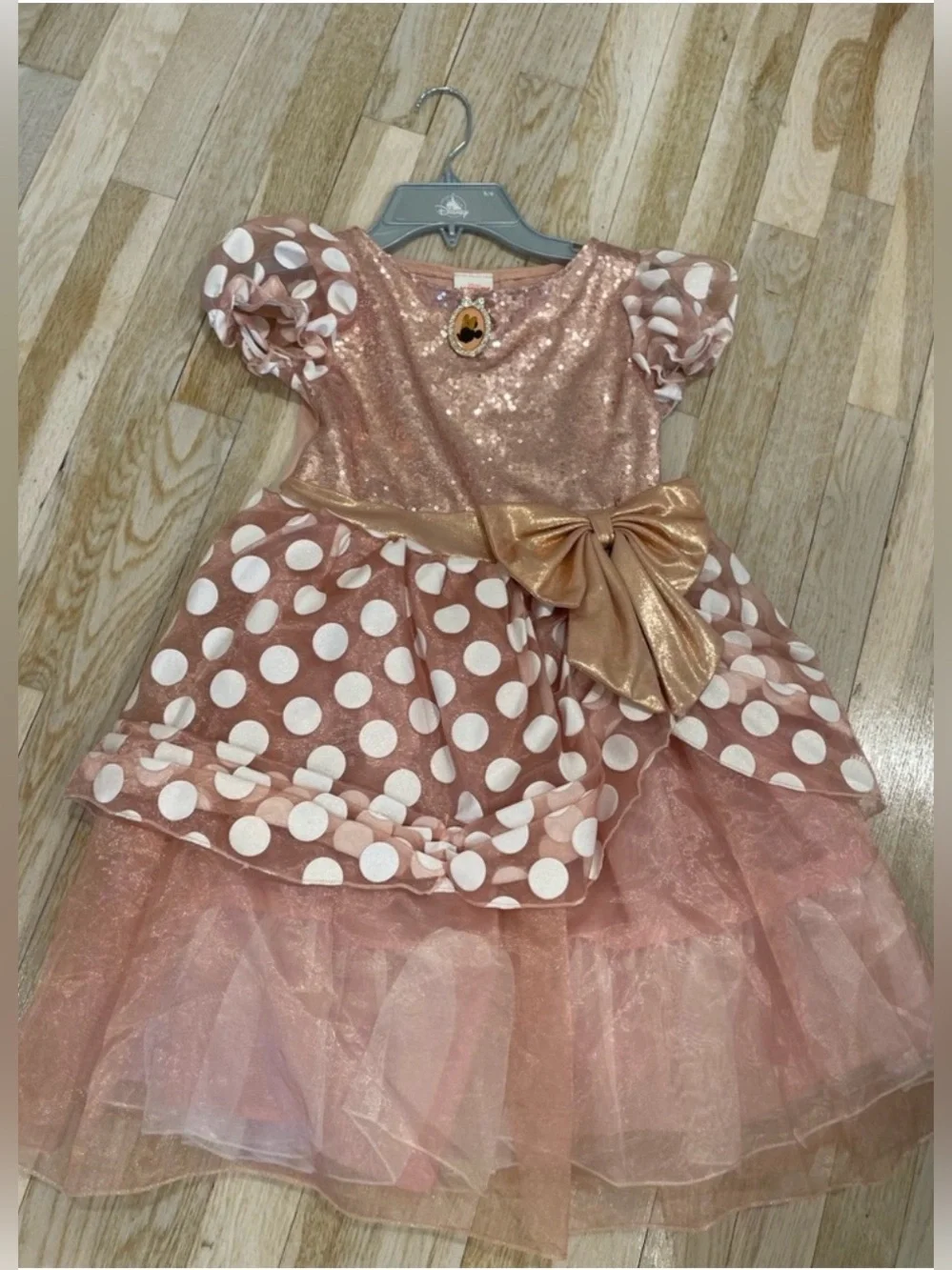 Disney Minnie Mouse Dress Girls Halloween Costume Rose Gold (Size:5/6)
